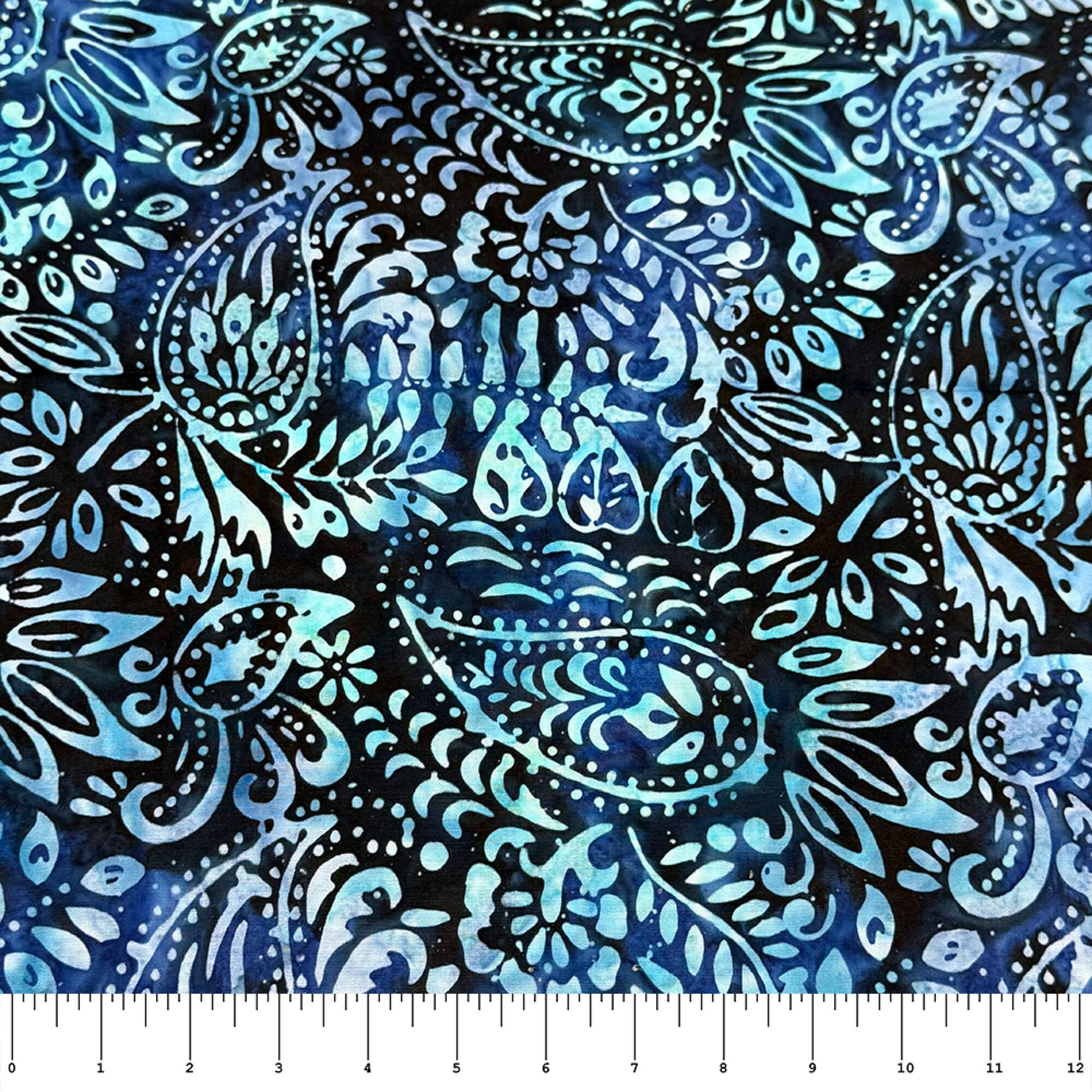 Feldman Premium Indonesian Batik Navy & Lilac Paisley Fabric